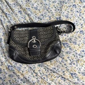 Coach Black and Gray Patterned Shoulder Bag